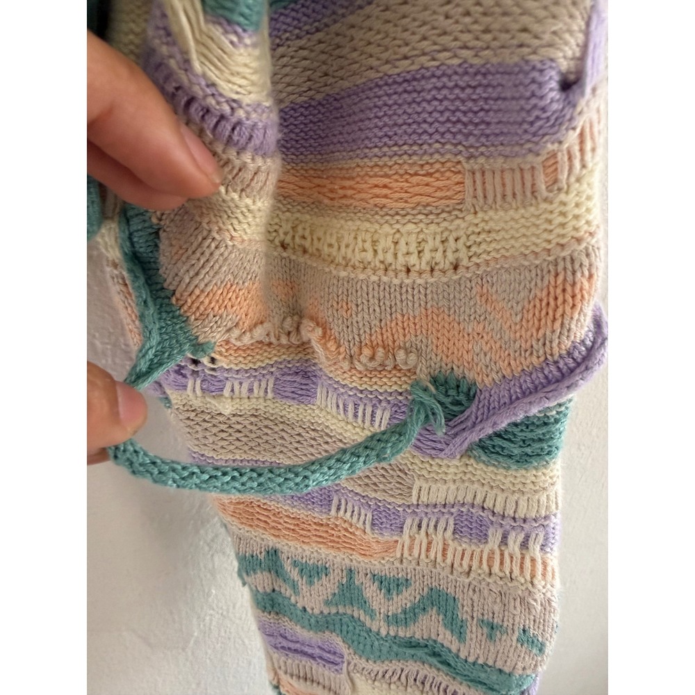 Womens 3D Textured Knit Cropped Sweater Pastel Multi Color Size Medium - Picture 4 of 6